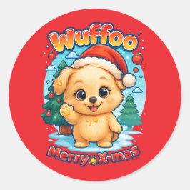 Adesivo Redondo Wuffoo Starssie Feliz Natal Kawaii 3D Feriado