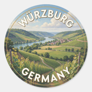 Adesivo Redondo Würzburg Alemanha Paisagem Cénica Franca