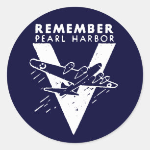 Adesivo Redondo WWII White Lembra-se de Pearl Harbor