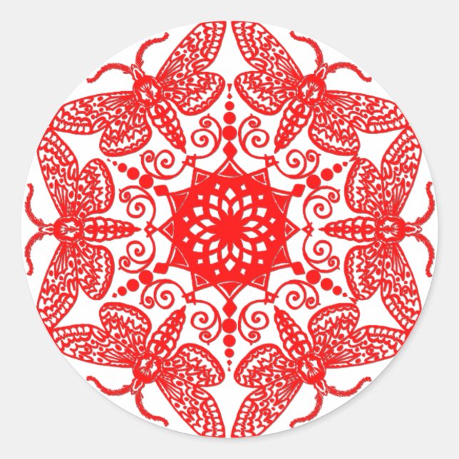 Adesivo Redondo Wycinanka Moth Pattern (Frente)