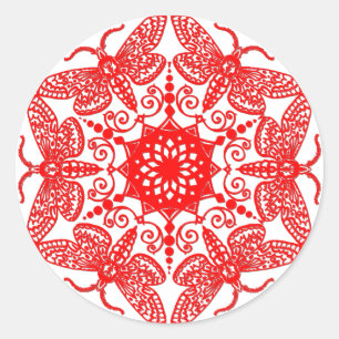 Adesivo Redondo Wycinanka Moth Pattern