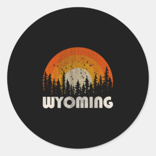 Adesivo Redondo Wyoming - natureza engraçada vintage caminhada 60s