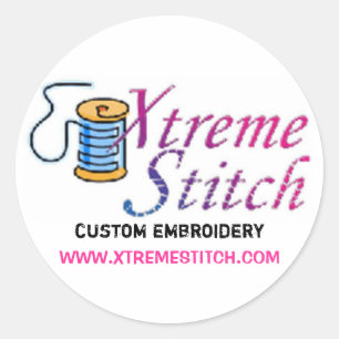 Adesivo Redondo x stitch, bordado personalizado, WWW.XTREMESTITCH.