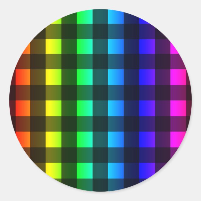 Adesivo Redondo Xadrez Arco-íris e Búfalo Negro (Frente)