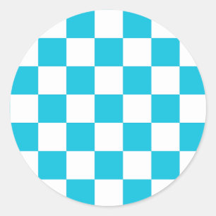 Adesivo Redondo Xadrez azul aqua clássico