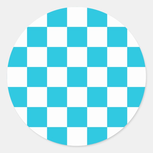 Adesivo Redondo Xadrez azul aqua clássico (Frente)