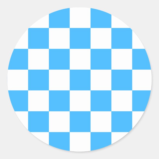 Adesivo Redondo Xadrez azul claro clássico  (Frente)