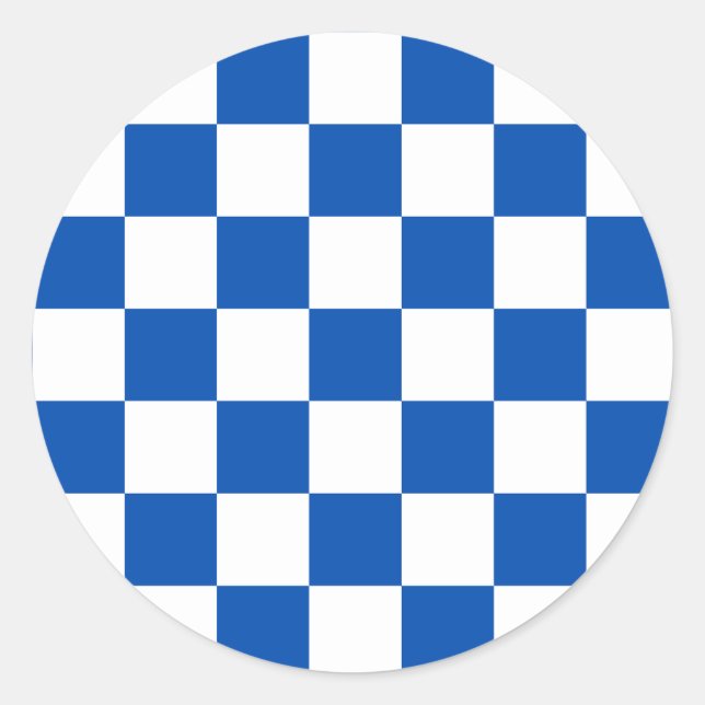 Adesivo Redondo Xadrez azul cobalto clássico (Frente)