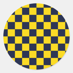 Adesivo Redondo Xadrez Azul Marinho e Amarelo Dourado