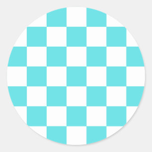 Adesivo Redondo Xadrez azul turquesa visual clássico
