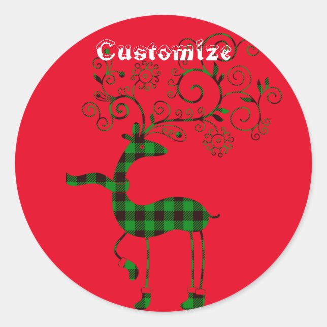 Adesivo Redondo Xadrez Buffalo de Natal Deer Thunder_Cove (Frente)