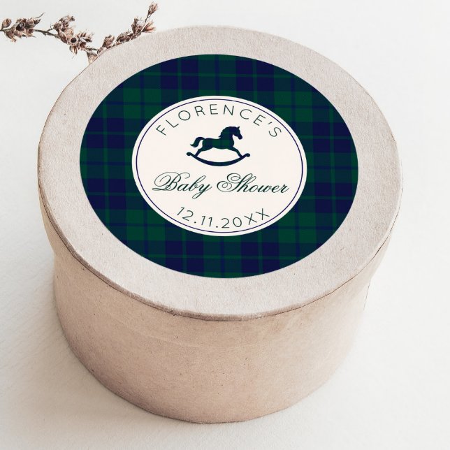 Adesivo Redondo Xadrez Clássica Vintage Rocking Horse (Criador carregado)