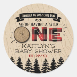 Adesivo Redondo Xadrez de Búfalo Selvagem de Floresta Russa Um Chá