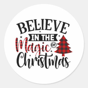 Adesivo Redondo Xadrez de Buffalo Acredite na magia do Natal