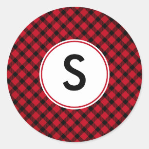 Adesivo Redondo Xadrez de Buffalo Vermelho e Negro