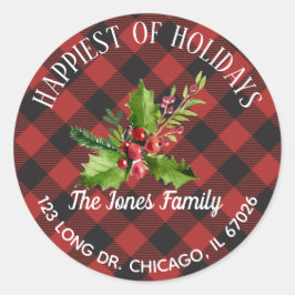 Adesivo Redondo Xadrez de Buffalo Vermelho e Negro