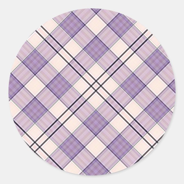 Adesivo Redondo Xadrez de Tartan Roxo (Frente)