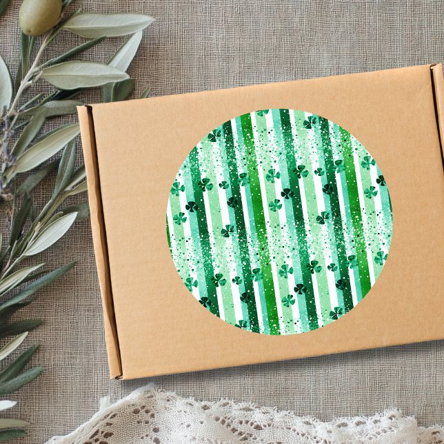 Adesivo Redondo Xadrez de Trevos de Folhas Verticais Brancas Verde (Criador carregado)