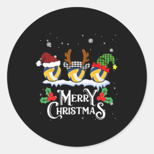 Adesivo Redondo Xadrez de Voleibol Buffalo  Pajama Xmas