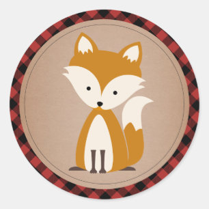 Adesivo Redondo Xadrez e Fox do bebê