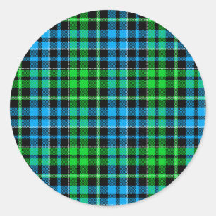 Adesivo Redondo Xadrez Escocês Azul e Verde Preto 