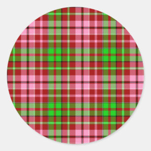 Adesivo Redondo Xadrez Escocês Rosa e Verde Vermelho