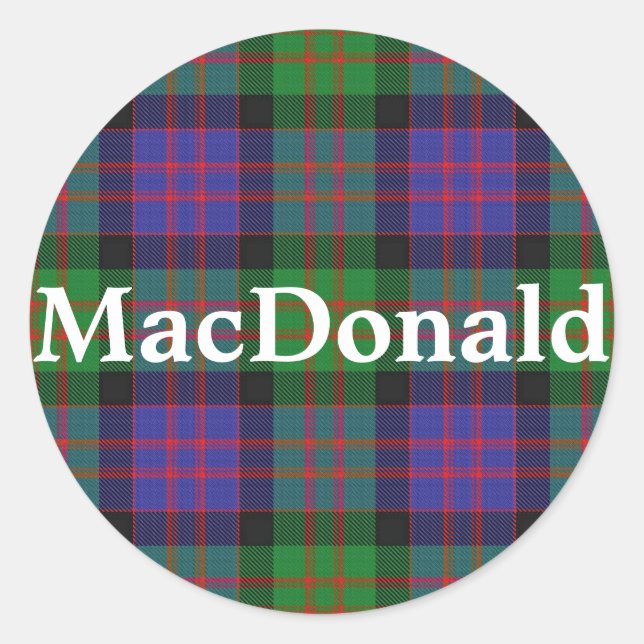 Adesivo Redondo Xadrez Escocesa Clan MacDonald Tartan (Frente)