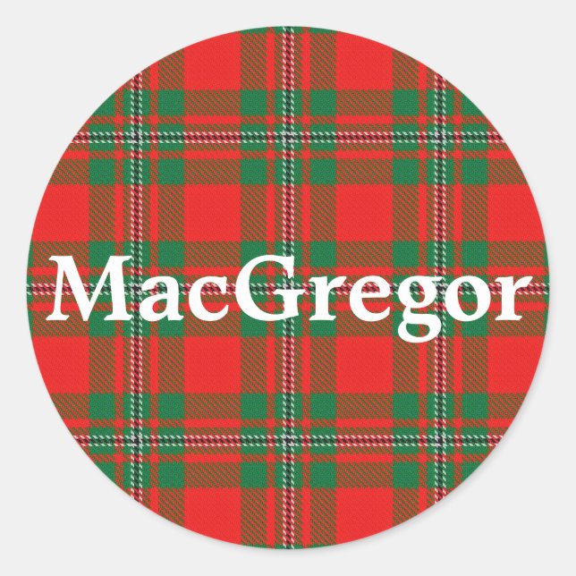 Adesivo Redondo Xadrez Escocesa Clan MacGregor Gregor Tartan (Frente)