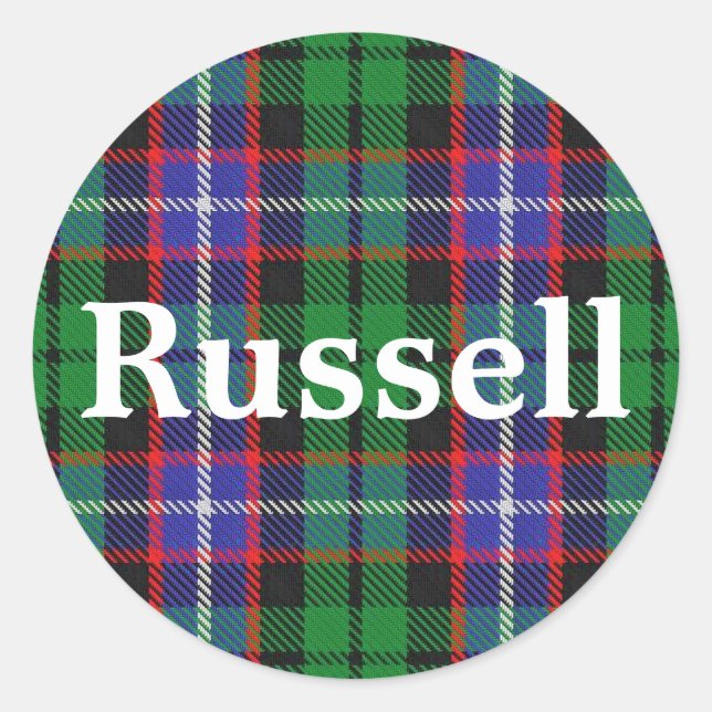 Adesivo Redondo Xadrez escocesa Clan Russell Tartan (Frente)