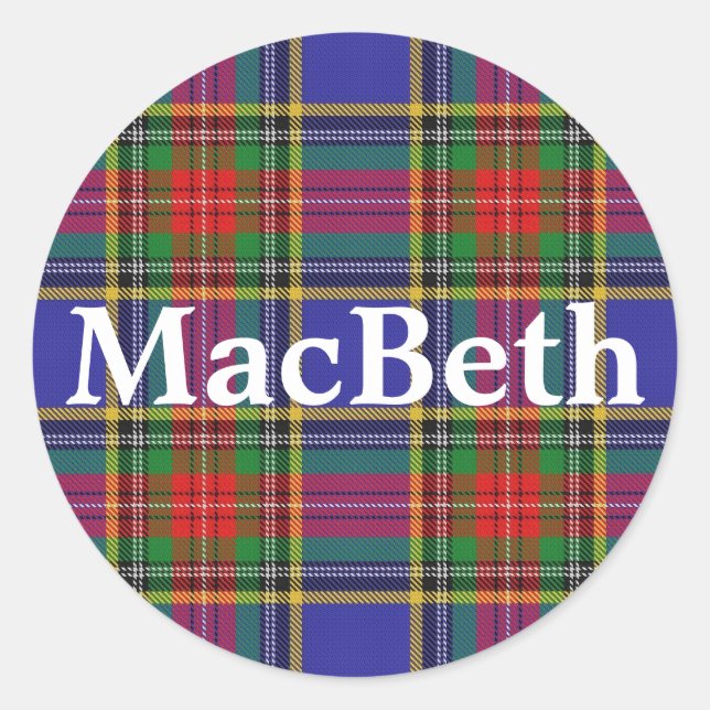 Adesivo Redondo Xadrez Escocesa de Clan MacBeth Tartan (Frente)