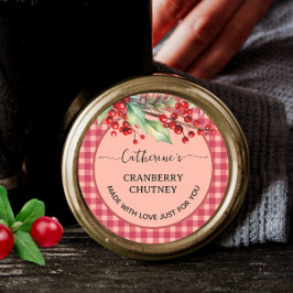 Adesivo Redondo Xadrez gingado vermelho Chutney de cranberry casei