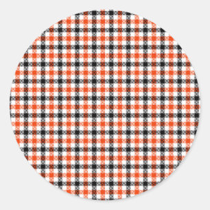 Adesivo Redondo Xadrez Gingham Laranja Preto e Branco