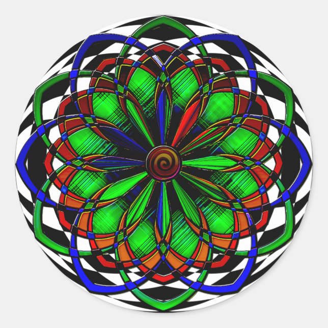 Adesivo Redondo Xadrez Harlequin n.o 3 (Autocolantes) (Frente)