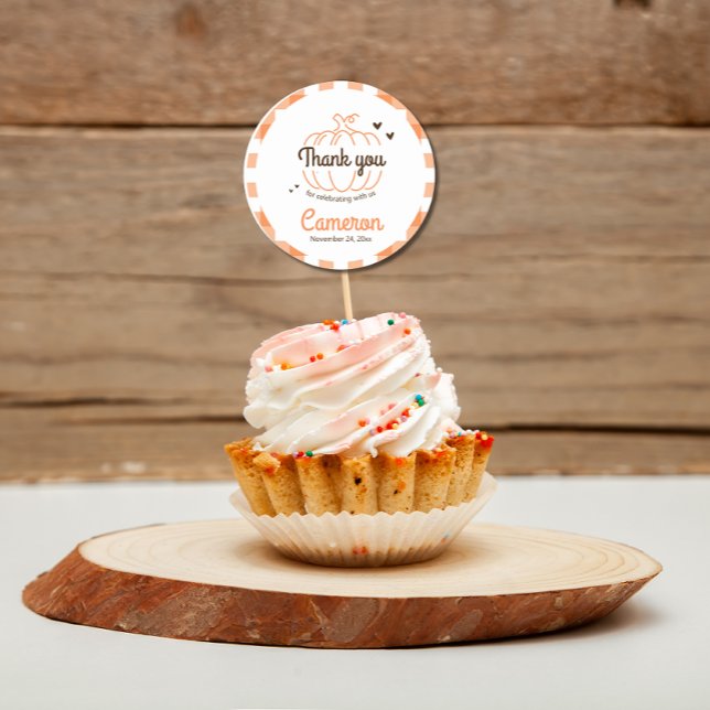 Adesivo Redondo Xadrez Laranja Pumpkin Chá de fraldas Neutro Obrig (Criador carregado)