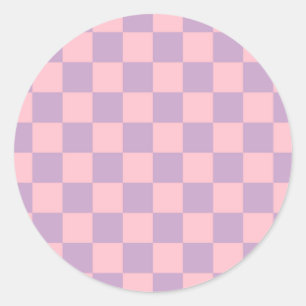 Adesivo Redondo Xadrez Lilás e Rosa