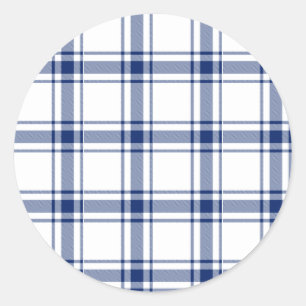 Adesivo Redondo Xadrez náutico azul e branco