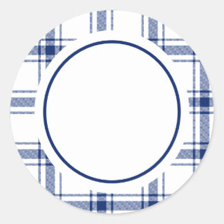 Adesivo Redondo Xadrez náutico azul e branco