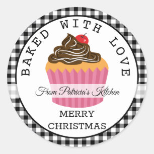 Adesivo Redondo Xadrez Negra Feita Com Cupcakes De Natal De Amor