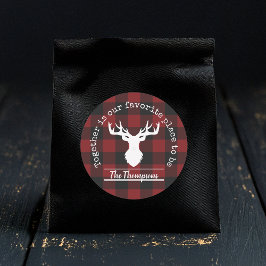 Adesivo Redondo Xadrez Personalizada de Buffalo Vermelho e Negro