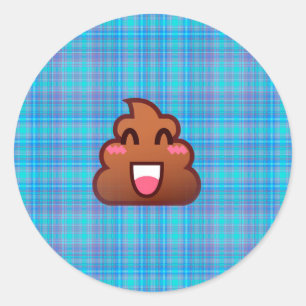 Adesivo Redondo xadrez poop emoji