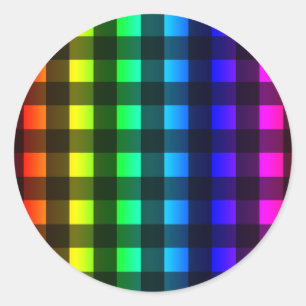 Adesivo Redondo Xadrez Rainbow e Black Buffalo