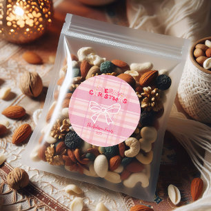 Adesivo Redondo Xadrez Rosa Retro Festa de Fim de Ano Caprichosa 