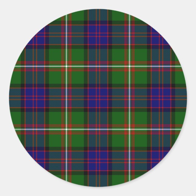 Adesivo Redondo Xadrez verde-azul-tartan-de-coleira (Frente)