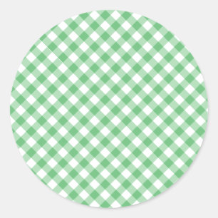 Adesivo Redondo Xadrez Verde de Verão Retro