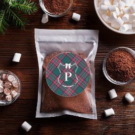 Adesivo Redondo Xadrez Verde e Rosa | Férias com Monograma Persona