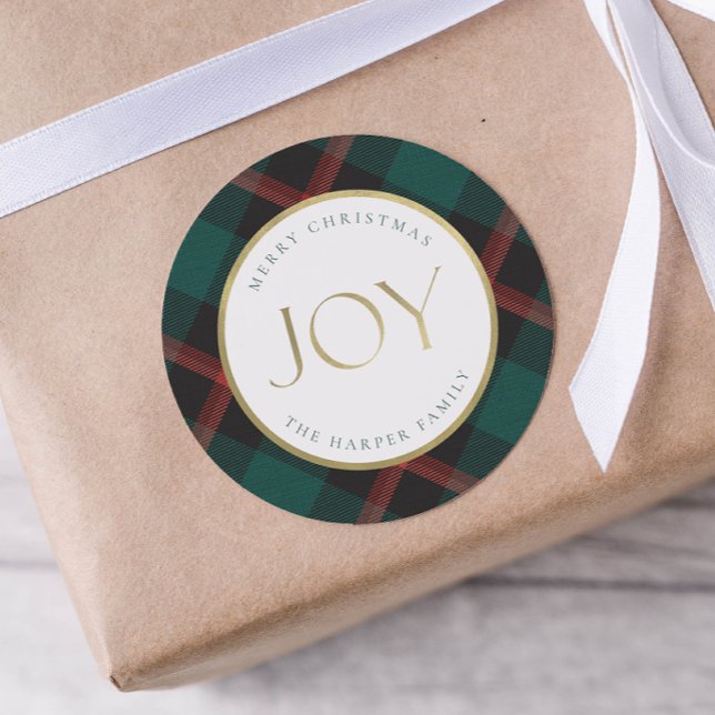 Adesivo Redondo Xadrez Verde Vermelha Tradição Joy (Criador carregado)