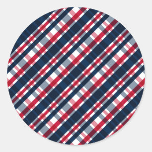 Adesivo Redondo Xadrez vermelha branca azul do fã de esportes de