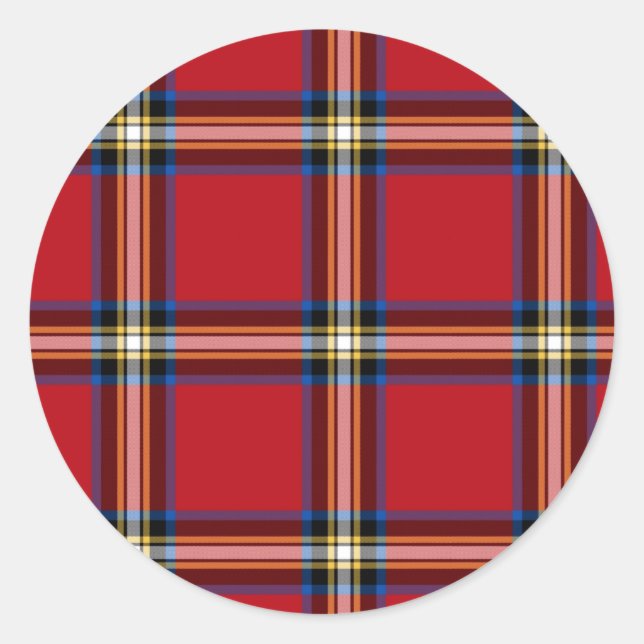 Adesivo Redondo Xadrez vermelha, Royal Stewart Tartan (Frente)