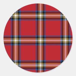 Adesivo Redondo Xadrez vermelha, Royal Stewart Tartan