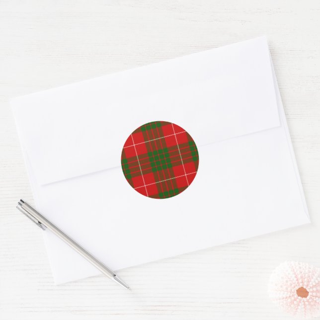 Adesivo Redondo Xadrez vermelha tartan tartan (Envelope)